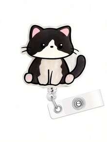 1个可爱猫形可伸缩证件夹，采用亚克力材质，图案包含各种卡通猫咪形象，例如三色猫、白猫、黑白猫和橘猫。色彩鲜艳，设计活泼可爱。 - 彩色 - 查看 5