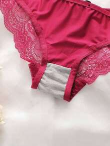 3 件套女士蕾丝钢圈前扣内衣文胸和内裤套装，适合小胸，蕾丝蝴蝶结内裤和蕾丝蝴蝶内衣文胸 - 彩色 - 查看 6