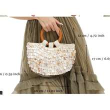 Nuevo bolso de concha natural de alta calidad hecho a mano con motivo de hadas. - Beis - Ver 3