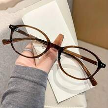 Oval Fashion Non-Prescription Glasses TR Frame Unisex Decorative Eyeglass Frame Simple And Elegant - Cold Tea Color C4 - View 2