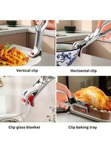 1pc Stainless Steel Heat Resistant Tongs, Kitchen Bowl Gripper, Steamer Clip, Heatproof Cooking Tool For Handling Plates, Non-Slip High Temperature Oven Clip, Induction Cooker Bowl Clip, Lightweight And Easy To Use