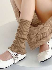 1 Pair Women's Candy Color Leg Warmers, Comfortable Casual Leg Warmers For Autumn/Winter, Cozy