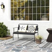 2-Sitzer Gartenbank, Sitzbank mit Lamellen-Design, wasserabweisend Gartenmöbel mit Rücken- & Armlehnen, Parkbank 240kg belastbar, Balkonbank für Terrasse, Garten, 121 x 64 x 84cm, Schwarz