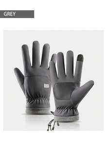 1 Pair Winter Ski Outdoor Riding Waterproof Windproof Anti-Freezing Anti-Slip Thermal Lined Thick Touchscreen Motorcycle Gloves For Men Fleece Gloves Added Fluff