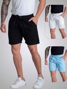 Kit 3 Shorts Mauricinho Men's Twill Denim Bermuda Shorts Colorful Premium Quality - Black - View 12