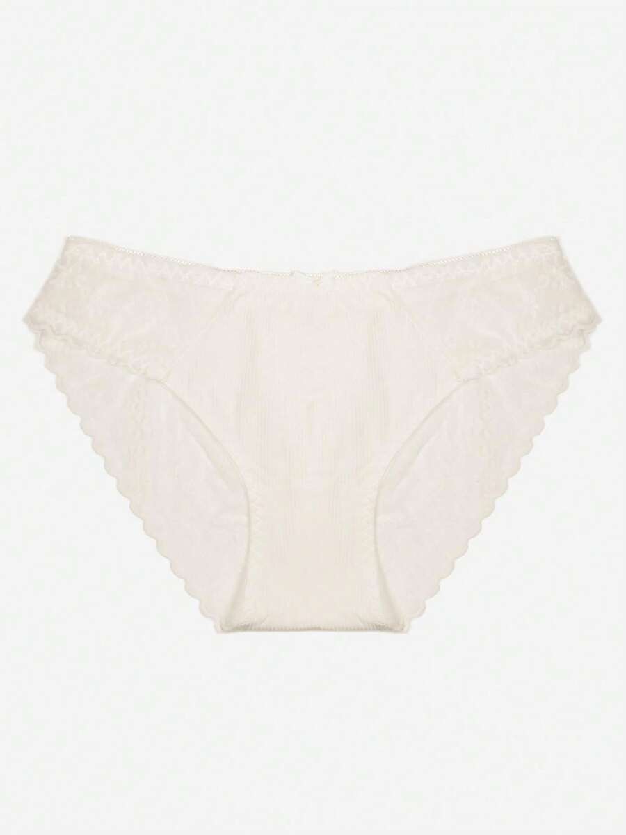 Baumwoll-Höschen mit Spitzenbesatz, angenehm zu tragen - Weiss - Übersicht 1