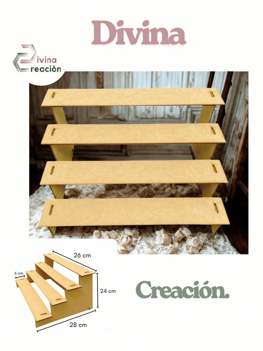 Divina Creacion Ladder Cupcakes Table Sweets Candy Bar Mdf Paletero Base Cake - 米色 - 查看 1