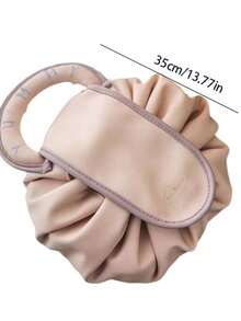 Slouchy Drawstring Makeup Bag, Women's Portable Waterproof PU Travel Toiletry Bag, Hand-Held Storage Bag, Box