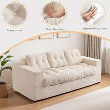 MAXYOYO Convertible Sofa Bed,Pull-Out Three-Seat Sofa Bed,Two-In-One Folding Sofa Bed,Filled With High-Density Foam,Folding Floor Sofa With Pillows,Suitable For Living Room,Bedroom,Study - 米色 - 查看 7