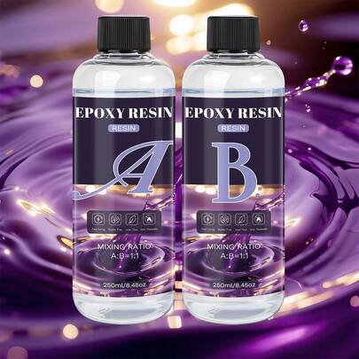 Zestaw żywic epoksydowych o przezroczystej kryształowej konsystencji 20/50/100/250 ml, żywica bez pęcherzyków powietrza, do odlewów na blaty i bary, przezroczysta żywica epoksydowa do prac rękodzielniczych, prezent na urodziny/imprezę/festiwal