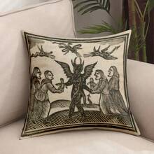 1pc Gothic Folk Art Throw Pillow Covers Set Add A Touch Of Dark To Your Home! This Is Features Intricate Gothic Folk Art Designs. Ideal For Fans Of Medieval Or Occult - Inspired Decor, Bringing Mysterious, Vintage Charm To Sofas, Reading Nooks, Or Eclectic Interiors.