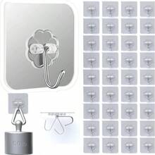 DDMY 24 Packs Hooks For Hanging 50lb Wall Hooks Transparent Reusable Waterproof Adhesive Hook For Kitchen Curtain, Towel Hook For Bathrooms, Heavy Duty Self Coat Hook For Walls No Damage - 顏色C - 查看 1
