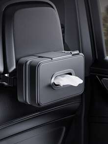 1 件装汽车纸巾盒，多功能皮革汽车纸巾架，带松紧带，随机织物标签 - 黑色 - 查看 5