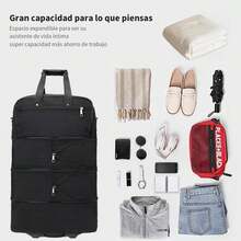 Maleta de viaje, mochila de viaje con ruedas giratorias, maleta con múltiples compartimentos, diseño plegable y rodante con correa para el hombro - 1 - Ver 2