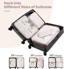 6/8/10 Set Packing Cubes For Travel Luggage Organizer - Cream - View 4
