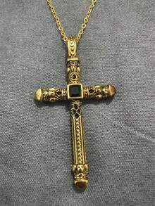 1pc Cross Pendant Necklace, Fashionable Minimalist Versatile Hip-Hop Necklace, Suitable As Jewelry Gift For Anniversary, Christmas, Birthday, Valentine's Day, Thanksgiving