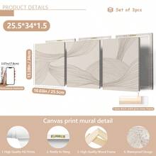 3pcs/Set Neutral Abstract Art Prints, Beige Line Art, Bohemian Home Decor, Canvas Print Modern Wall Art, Bohemian Digital Prints, Suitable For Home Decor, Room Decor, Bedroom Decor, Living Room Decoration, Bathroom Decor, Wall Decor, Optional Wall Art With Frame - Multicolor - View 13