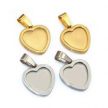 2pcs 12mm Inner Size Thick Stainless Steel Heart Pendant Cabochon Blank Base Setting Bezel Tray DIY Jewelry Making Accessories - Heart - View 6