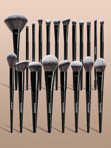 MAANGE 7/15/20/21pcs Soft Multifunctional Makeup Brush Set, Includes Face Brush, Powder Brush, Blush Brush, Concealer Brush, Contour Brush, Nose Brush, Eyeshadow Brush, Detail Brush, Foundation Brush, Highlighter Brush. High-Quality Synthetic Bristles, Durable, Suitable For Daily Facial Makeup, Can Be Used For Liquid, Cream And Powder Products. Can Be Used For Stippling, Blending And Facial Cleansing. Beauty Accessories, Great Gift For Women And Girls. - Black - View 13