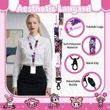 Official Tokidoki Unicorno Phone Lanyard Set - Including Long And Short Lanyards, ID Badge Holder Retractable Reel Clip, Card Cases,Cute Tokidoki Keychains For Fans - Màu tím - Xem 3