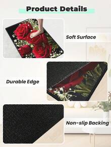 1pc Printed Carpet, Suitable For Bedroom, Hallway, Etc., Absorbent & Soft, Easy To Clean, Also Can Be Used As Kitchen Decor, Kitchen Mat, Faux Wool Material, Anti-Stain, Indoor & Outdoor Use, Applicable For Entrance, Bedroom, Home Decor, Available In Multiple Colors, Also Suitable For Living Room, Bedroom, Laundry Room, Machine Washable. - Multicolor - View 5