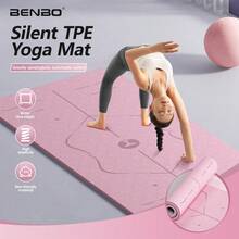 BENBO Yogamat voor dames en heren, antislip, TPE oefenmat met draagriemen, trainingsmat voor pilates, stretchen, pilates, thuisgym - Veel kleurig - Bekijken 4