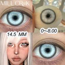 MILLCREEK Mill Creek 双镜片装年抛彩色隐形眼镜，采用软性材质，直径14.5毫米，适用于摄影、Cosplay、节庆活动等场景。 - 淺藍色 - 查看 2