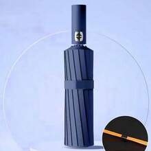 24-Rib Fully Automatic Umbrella, Rainproof And Sunproof Solid Color Folding Umbrella