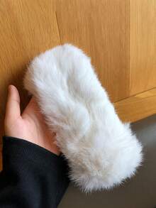 1pc New Autumn/Winter Quilted Faux Fur Headband, Fluffy Hollow Top Leather Woven Retro Wide Brim Warm Fuzzy Headwrap - As Shown - View 14