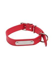 1 pieza Collar pequeño para perro y gato de PU con hebilla de metal, collar ajustable para gato, cachorro, collar, arnés y correa para perros, duradero y cómodo, collar de mascota anti-pérdida con placa de identificación