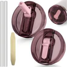 2 nắp đậy có ống hút thay thế tương thích với phụ kiện cốc Cup 40 oz, chống rò rỉ, chống tràn, có thể tái sử dụng, tương thích với phụ kiện cốc 40 oz, màu trắng, đen, be, xanh dương, hồng. - Nhiều màu - Xem 14