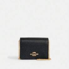Coach Mini Wallet On A Chain In Metallic Crossgrain Leather Ladies Small Bag And Purses For Women Lightweight Purse, Mini Bag,Gift For Women,Nice Choice For 2026 Mother's Day Gift - màu đen - Xem 5