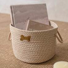 Cestino intrecciato bohémien, cestino per giocattoli per gatti/cani, cestino organizer da scrivania, cestino decorativo per l'ingresso, il bagno, la camera da letto, adatto per riporre cosmetici, oggetti vari, giocattoli, vestiti - Multicolore - Visualizzare 4