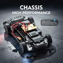 Remote Control Drift Car, 1:24 Scale Remote Control Vehicle With LED Lights, 2.4GHz 20KM/H 4WD High Speed RC Cars, Drifting Tires&Two Batteries, Remote Controlled Vehicle, Durable Plastic Body - Dark Night - View 8