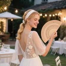 60 Pack Sandalwood Fans Wedding Favors Hand Held Folding Fans Wooden Openwork Personal Handheld Folding Fans For Wedding Party Home Decorations Birthday Gift - như hình ảnh - Xem 4