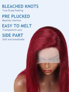 Parrucca Bob da 14 pollici 99J con scriminatura laterale, parrucca Bob corta e dritta, densità di 180, parrucca frontale in pizzo trasparente da 13 x 4 x 0,5 in veri capelli, adatta a donne con diverse tonalità di pelle, adatta per uso quotidiano, parrucca frontale in pizzo, scriminatura laterale pre-sfoltita, parrucca Bob corta e dritta, adatta per feste, Ognissanti, carnevale, disponibile da 8 a 16 pollici