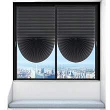 2Pcs Shades Self-Adhesive Half Windows Nonwoven Folding Curtain Bathroom Balcony Living Room Balcony Curtains Pleated Blinds - Black - View 8