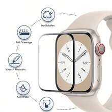 BOLLYMORE 2pcs/Set Bubble-Free Screen Protector Film Compatible With Apple Watch, Gift For Birthday, Family, Friends, Watch Screen Protector, Watch Protective Case, Watch Accessories, Waterproof, Shockproof, Anti-Fall, Anti-Scratch, Anti-Fingerprint Full Coverage Screen Protection, Essential For Daily Use, Office, Home - Black - View 6