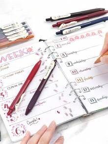 Pack Of 5 Vintage Colorful Gel Pens 0.5mm Classic Colors Writing Pen Painting Marking Pressed Colored Pencil