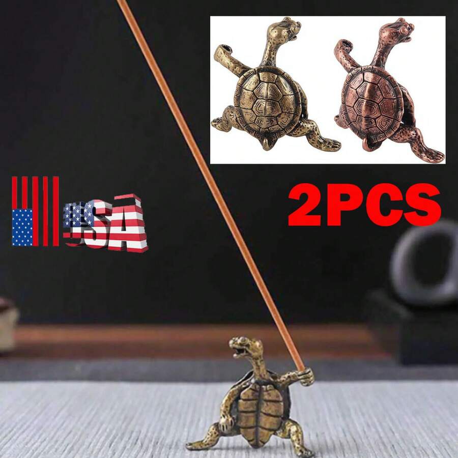 2x Multifunction Turtle Shaped Incense Stick Burner Stand Incense Holder USA--Oil Burner For Scented Oil Frankincense Incense Sticks Chiminea Witchy Gifts For Women - 2pcs - View 1