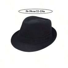 1/2 双男女通用时尚爵士帽，经典高顶礼帽，适合日常、派对、舞台、秋冬户外防寒 - 黑色 - 查看 8