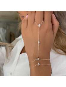 Women's Rhinestone Bracelet, Multiple Simple Finger Bracelets, Luxurious Fashion Versatile Accessories, Suitable For Various Styles Of Festival Performances, Jewelry Gifts - Rhinestone Gold - View 3