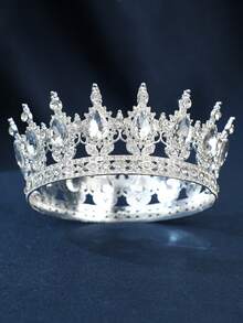 1件女士水钻装饰皇冠设计奢华头饰皇家皇冠新娘优雅头饰活动派对节日装扮头饰，准新娘，头冠 - 彩色 - 查看 19