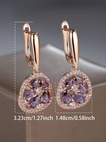 1 par de encantadores pendientes de botón con forma de lágrima de circonita cúbica en tono dorado diseñados para mujeres como joyería de fiesta, regalo de joyería para ella