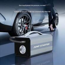 محرك تشغيل السيارة المحمول وضاغط الإطارات من CARSUN، سعة حتى 6 لتر بنزين/4 لتر ديزل، ضاغط هواء رقمي 150 رطل/بوصة مربعة مع إضاءة LED، شاحن هاتف للطوارئ، بطارية ليثيوم للسيارات والدراجات النارية والدراجات والكرات الرياضية