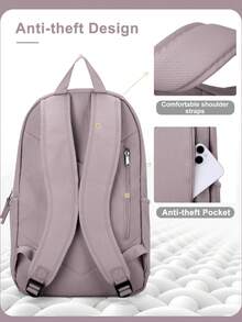 Large Capacity Lightweight Teenager/Student Backpack/Laptop Bag, Fits 14-15.6 Inch Laptop, Fashion Casual Laptop Backpack, Large Capacity Backpack Can Hold 14-15.6 Inch Laptop, Practical Travel Backpack, Multi-Compartment Design, Meets Carry-On Standards, Solid Color Design, Unisex, Campus School Bag Student Backpack, Travel Backpack/Portable Multifunctional Travel Bag/Campus Style Backpack, Unisex, Multiple Colors Available - Multicolor - View 6