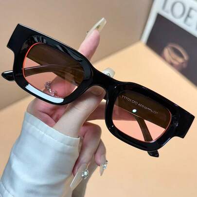 1pc Multi-Color Square Frame Women's Fashion Glasses, Suitable For Beach, Street Style, Daily Wear, Protection, Casual