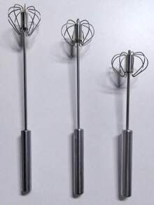 1pc Stainless Steel Manual Egg Beater/Mixer, Butter Whisk And Dough Blender, Easy Hand-Operated Egg Whisk, Semi-Automatic Press And Rotate, Suitable For Home Kitchen Use, Applicable For Eggs, Milk And Dough Mixing (Random Color)