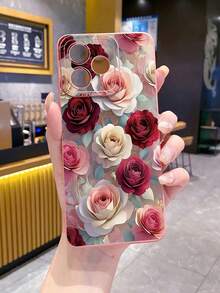 1 件奢华花卉相机保护手机壳，适用于三星/Galaxy/Infinix/Redmi/OPPO/VIVO/Realme Android 型号 - 粉色 - 查看 5