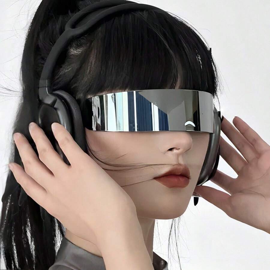 Futuristic Mechanical Punk Glasses, Futuristic Technology Glasses, Women's Bar Party Party One-Piece Glasses, Hairband Shape - 彩色 - 查看 1